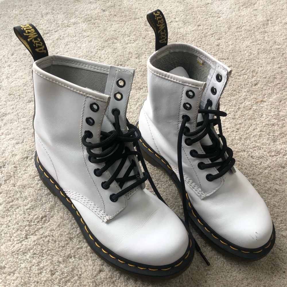 White Doc Marten 1460 8-eye boot. Size 5